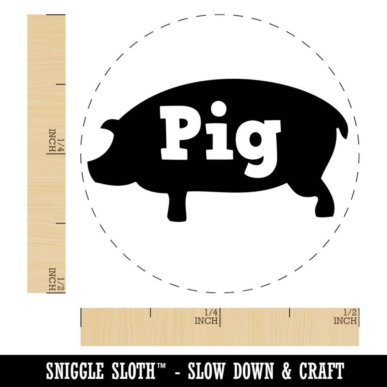 Pig Silhouette Fun Text Self-Inking Rubber Stamp for Stamping Crafting Planners